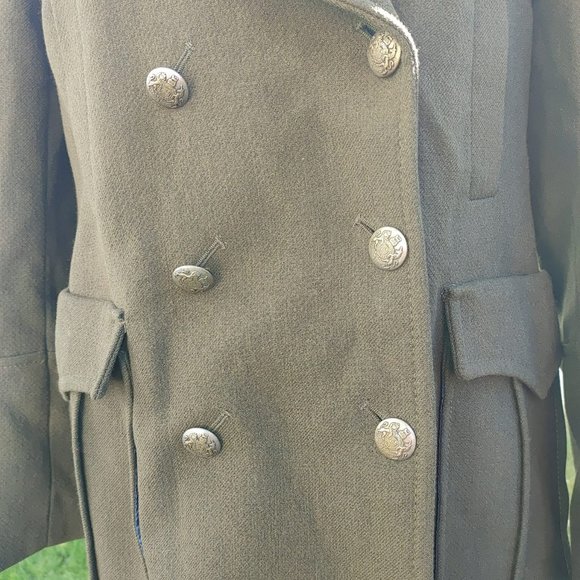 NWT ZARA COTTON WOOL KHAKI OLIVE GREEN DOUBLE BREASTED MILITARY COAT JACKET. M - Picture 8 of 14
